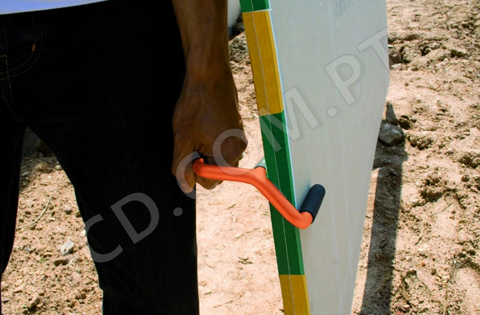 transporte à mão, pegas de placas, Edma, Portugal, Transporte de placas, Ferramentas para a construção, Calcadeira de placas, Transportadoras de placas, Placas de gesso cartonado, Ferramentas EDMA